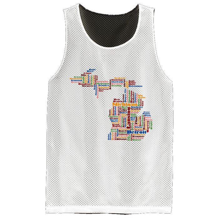 Abstract Word Cloud Map Of Michigan State Mesh Reversible Basketball Jersey Tank