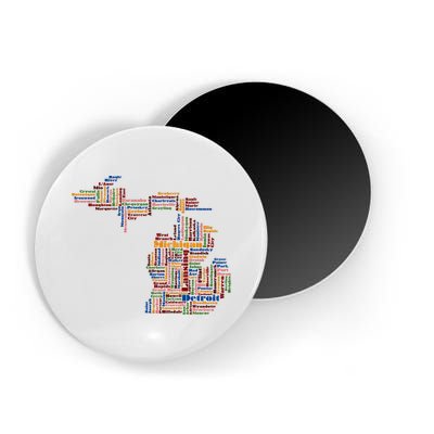 Abstract Word Cloud Map Of Michigan State Magnet