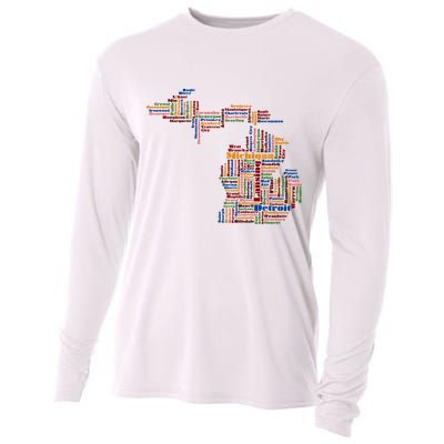 Abstract Word Cloud Map Of Michigan State Cooling Performance Long Sleeve Crew