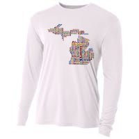 Abstract Word Cloud Map Of Michigan State Cooling Performance Long Sleeve Crew