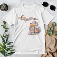 Abstract Word Cloud Map Of Michigan State Premium T-Shirt