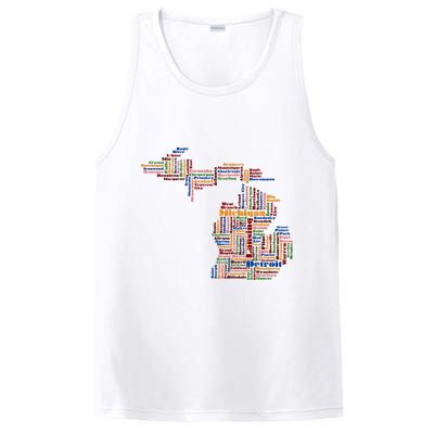 Abstract Word Cloud Map Of Michigan State PosiCharge Competitor Tank