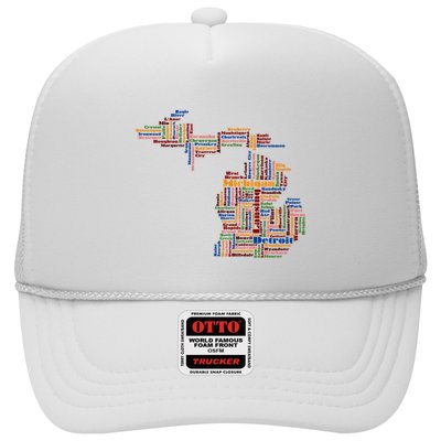 Abstract Word Cloud Map Of Michigan State Trucker Hat