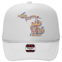 Abstract Word Cloud Map Of Michigan State Trucker Hat