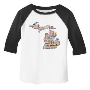 Abstract Word Cloud Map Of Michigan State Toddler Fine Jersey T-Shirt