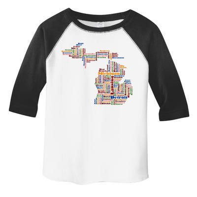 Abstract Word Cloud Map Of Michigan State Toddler Fine Jersey T-Shirt