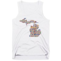 Abstract Word Cloud Map Of Michigan State Tank Top