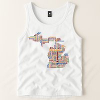 Abstract Word Cloud Map Of Michigan State Tank Top