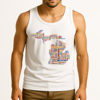 Abstract Word Cloud Map Of Michigan State Tank Top