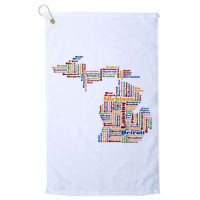 Abstract Word Cloud Map Of Michigan State Golf Towel