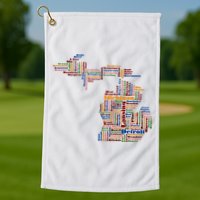 Abstract Word Cloud Map Of Michigan State Golf Towel