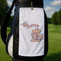 Abstract Word Cloud Map Of Michigan State Golf Towel