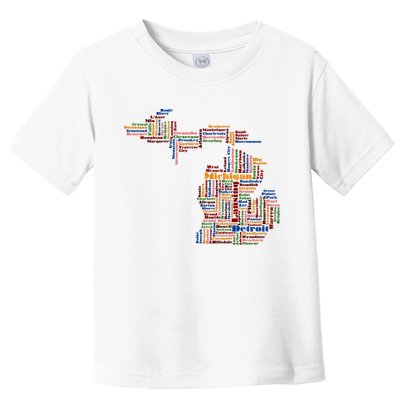 Abstract Word Cloud Map Of Michigan State Toddler T-Shirt