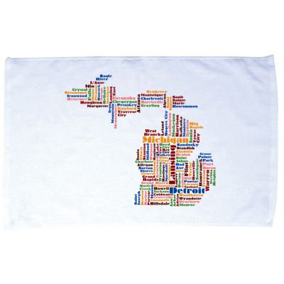 Abstract Word Cloud Map Of Michigan State Microfiber Hand Towel