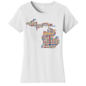 Abstract Word Cloud Map Of Michigan State Women's T-Shirt