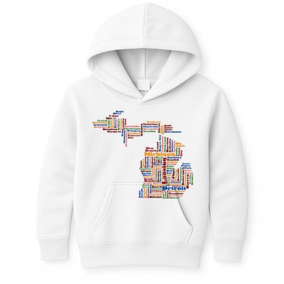 Abstract Word Cloud Map Of Michigan State Kids Hoodie