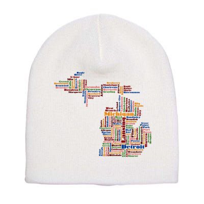 Abstract Word Cloud Map Of Michigan State Short Acrylic Beanie