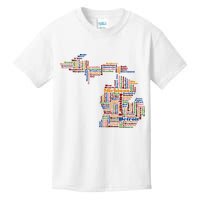 Abstract Word Cloud Map Of Michigan State Kids T-Shirt