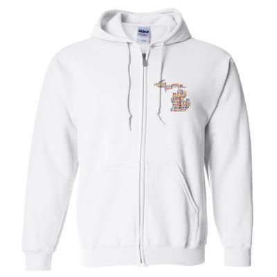 Abstract Word Cloud Map Of Michigan State Full Zip Hoodie