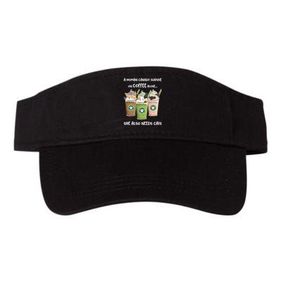 A Woman Cannot Survive On Coffee Alone She Needs Cats Valucap Bio-Washed Visor