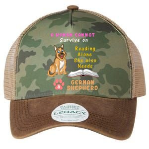 A Woman Cannot Survive On Reading Alone She Also Need A German Shepherd Legacy Tie Dye Trucker Hat