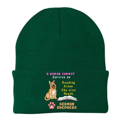 A Woman Cannot Survive On Reading Alone She Also Need A German Shepherd Knit Cap Winter Beanie