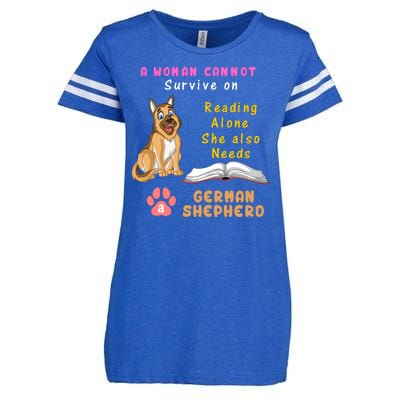 A Woman Cannot Survive On Reading Alone She Also Need A German Shepherd Enza Ladies Jersey Football T-Shirt