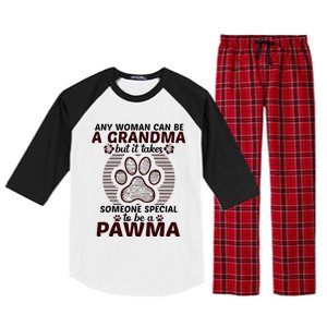 Any Woman Can Be A Grandma Dog Pawma Gifts Raglan Sleeve Pajama Set