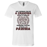 Any Woman Can Be A Grandma Dog Pawma Gifts V-Neck T-Shirt