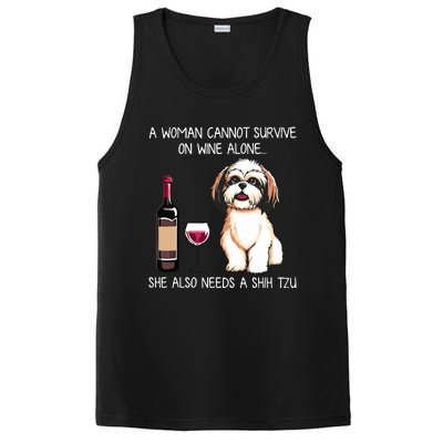 A Woman Cannot Survive On Wine Alone She Needs A Shih Tzu PosiCharge Competitor Tank