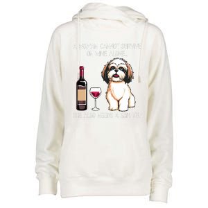 A Woman Cannot Survive On Wine Alone She Needs A Shih Tzu Womens Funnel Neck Pullover Hood