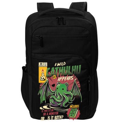 A Wild Cathulhu Appears A Cat Or Monster Funny Cat Cthulhu Impact Tech Backpack