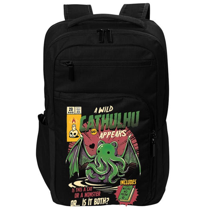 A Wild Cathulhu Appears A Cat Or Monster Funny Cat Cthulhu Impact Tech Backpack