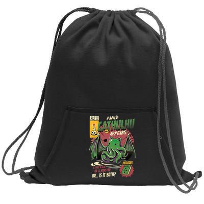 A Wild Cathulhu Appears A Cat Or Monster Funny Cat Cthulhu Sweatshirt Cinch Pack Bag