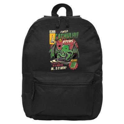 A Wild Cathulhu Appears A Cat Or Monster Funny Cat Cthulhu 16 in Basic Backpack