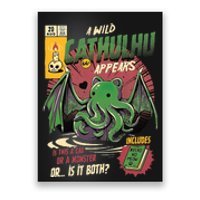 A Wild Cathulhu Appears A Cat Or Monster Funny Cat Cthulhu Poster