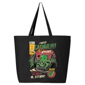 A Wild Cathulhu Appears A Cat Or Monster Funny Cat Cthulhu 25L Jumbo Tote