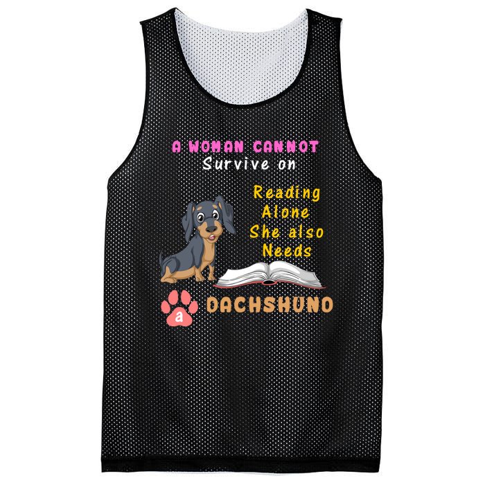 A Woman Cannot Reading Alone She Also Needs A Dachshund Mesh Reversible Basketball Jersey Tank