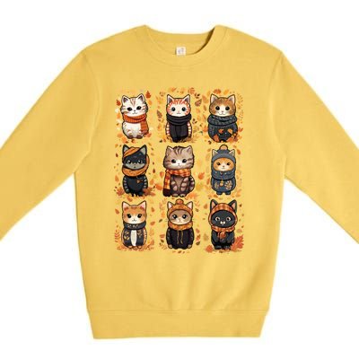 Autumn Winter Cat And Gift Premium Crewneck Sweatshirt