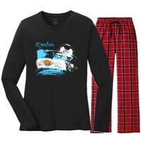 Argentina World Champion Football For Lover Gift Trending Women's Long Sleeve Flannel Pajama Set 