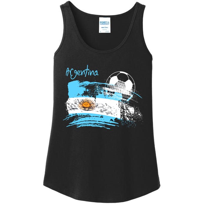 Argentina World Champion Football For Lover Gift Trending Ladies Essential Tank