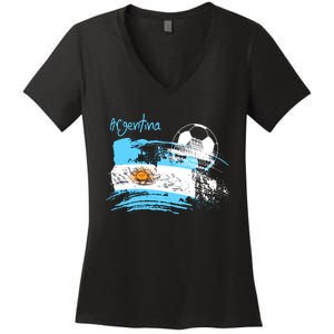 Argentina World Champion Football For Lover Gift Trending Women's V-Neck T-Shirt