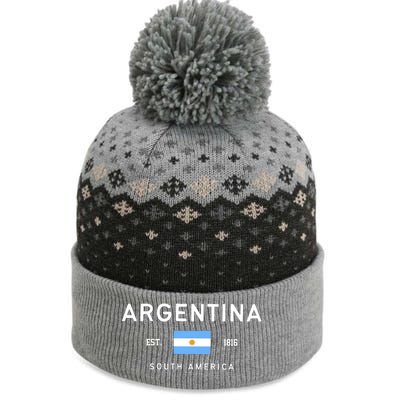 Argentina World Champion Football For Lover Gift Trending The Baniff Cuffed Pom Beanie