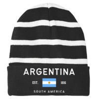 Argentina World Champion Football For Lover Gift Trending Striped Beanie with Solid Band