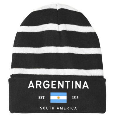 Argentina World Champion Football For Lover Gift Trending Striped Beanie with Solid Band