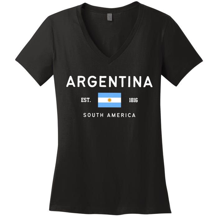 Argentina World Champion Football For Lover Gift Trending Women's V-Neck T-Shirt