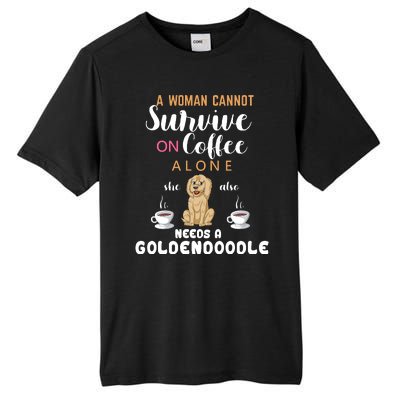 A Woman Cannot Survive On Coffee Alone She Also Needs A Goldendoodle Tall Fusion ChromaSoft Performance T-Shirt