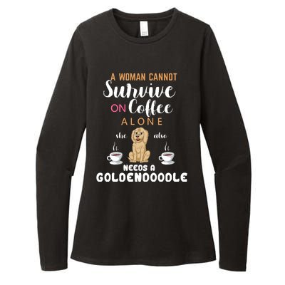 A Woman Cannot Survive On Coffee Alone She Also Needs A Goldendoodle Womens CVC Long Sleeve Shirt