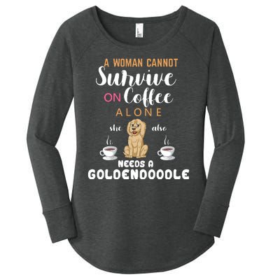 A Woman Cannot Survive On Coffee Alone She Also Needs A Goldendoodle Women's Perfect Tri Tunic Long Sleeve Shirt