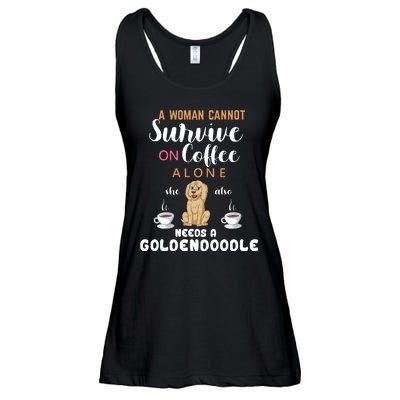 A Woman Cannot Survive On Coffee Alone She Also Needs A Goldendoodle Ladies Essential Flowy Tank